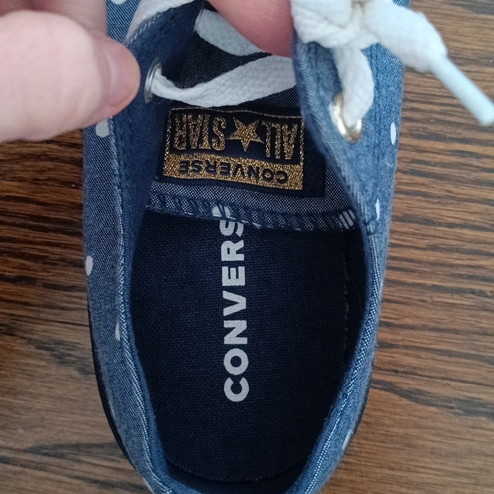 Kid's Converse All Star Blue with White Polka Dot Shoes